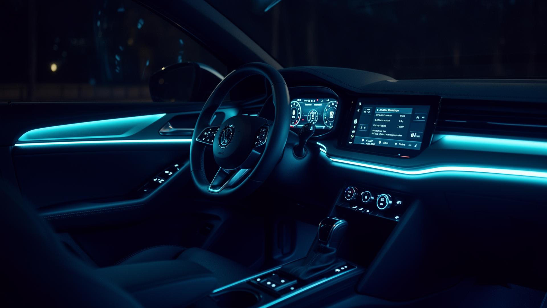 Car interior with ambient lighting